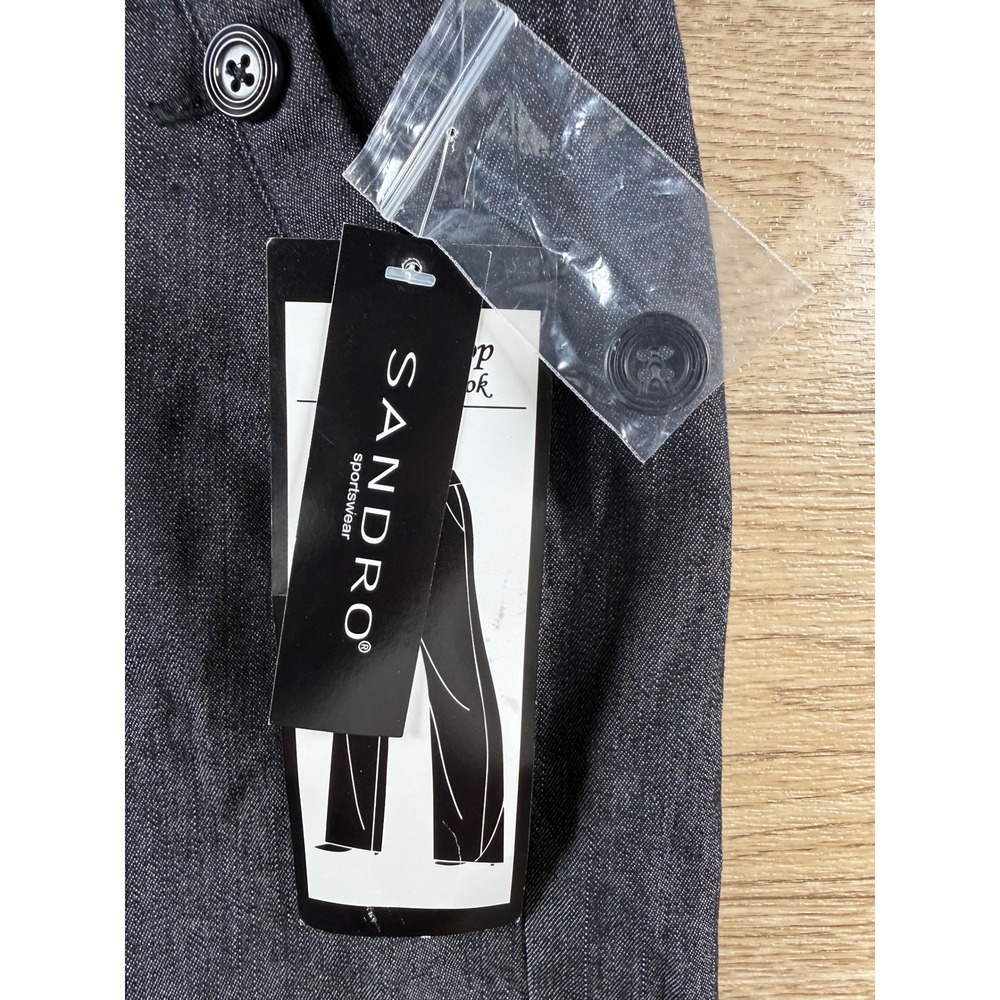 Sandro Paris Tailored Wide Leg Pants Black/Gray‎ Size 14 NWT Chic Minimal - Picture 3 of 8